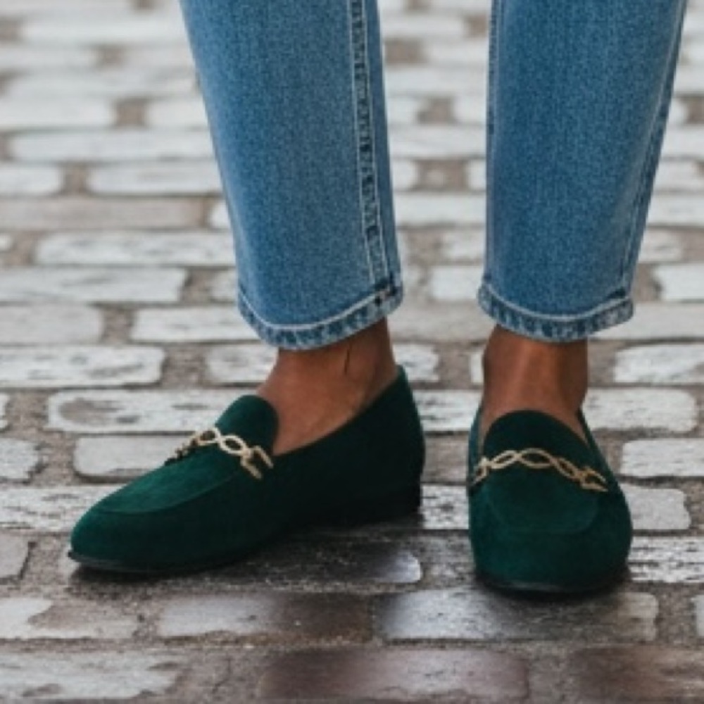 Bally of Switzerland April Hunter Green Suede Loafers Size 8 N Made in Italy